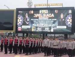 Polresta Sidoarjo Gelar Apel Siaga Malam Takbir Idul Fitri 1447 H